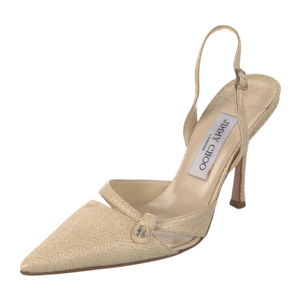 Jimmy Choo Leather Glitter Accents Slingback Pumps
Size 6.5/36.5

Box included